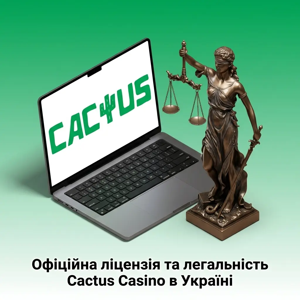 Логотип ліцензії Curaçao eGaming на сайті Cactus Casino, що підтверджує легальність роботи в Україні