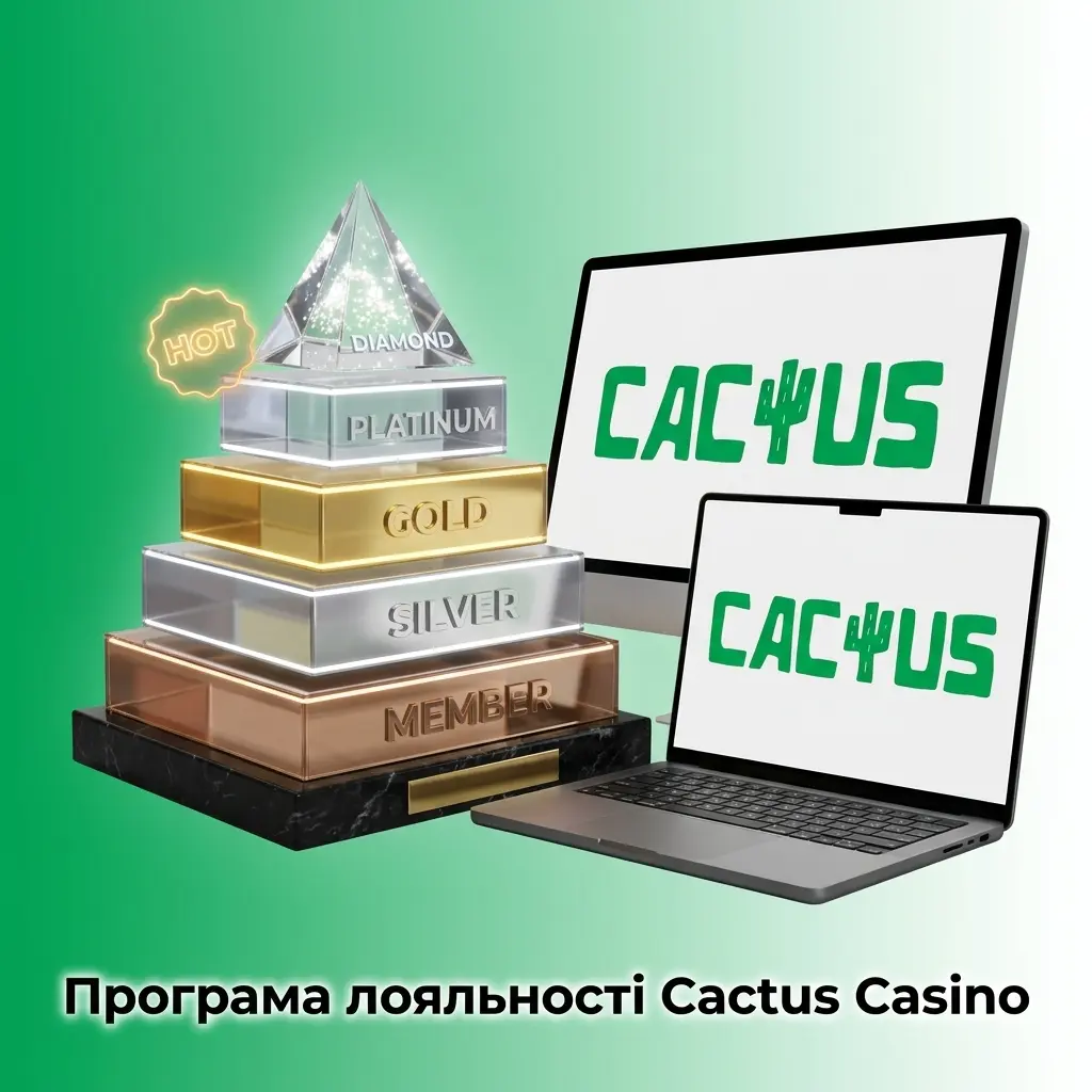 Програма лояльності Cactus Casino: рівні Bronze, Silver, Gold, Platinum, Diamond з кешбеком до 15%