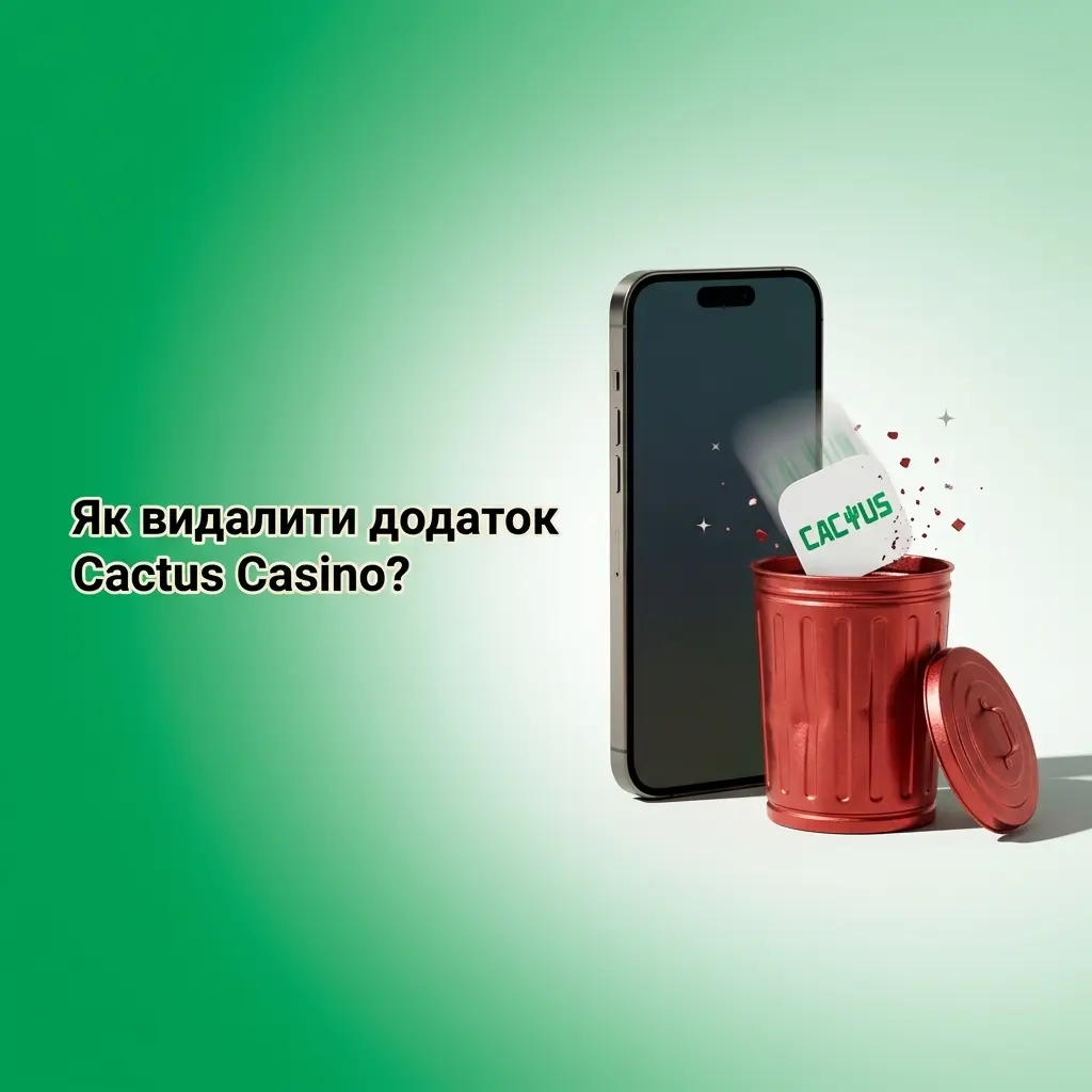Видалення додатку Cactus Casino з головного екрана смартфона через меню утримання іконки