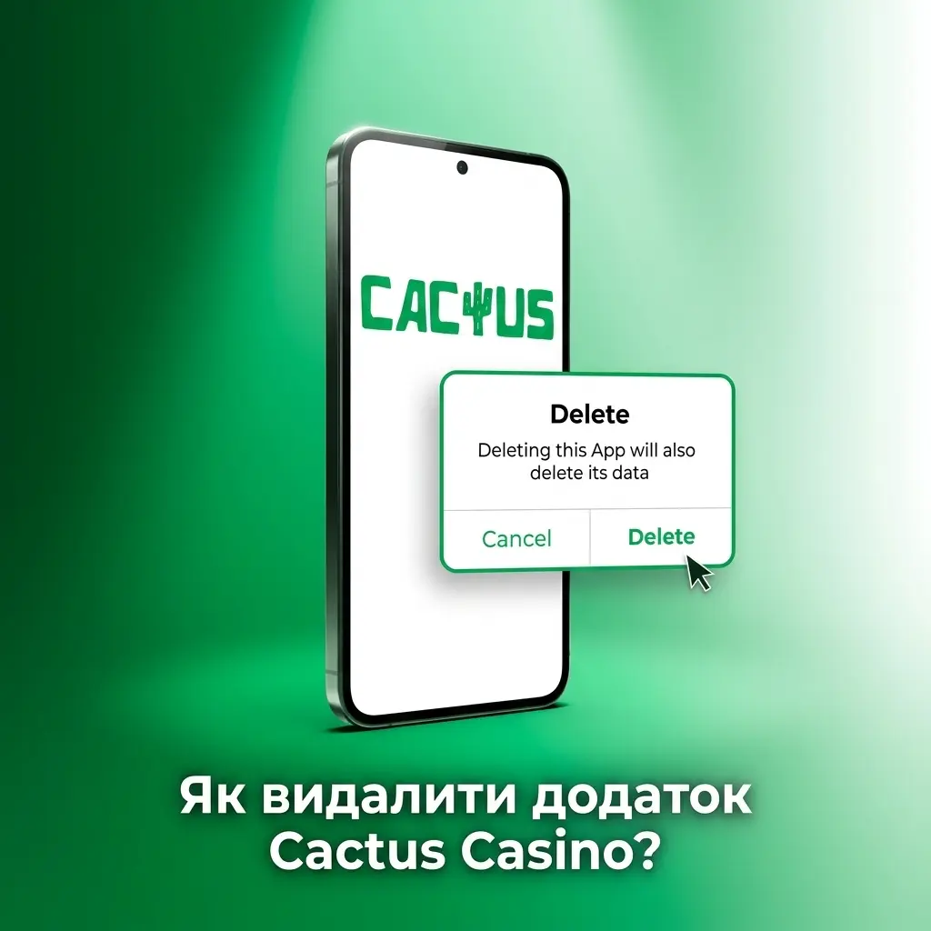 Видалення додатку Cactus Casino на смартфоні через меню налаштувань програм