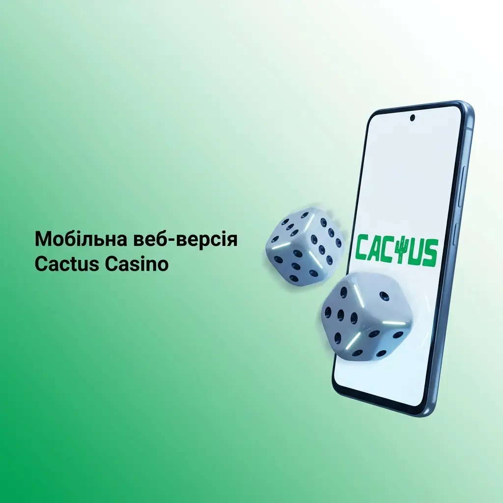 Мобільна веб-версія Cactus Casino в браузері смартфона з адаптованим інтерфейсом