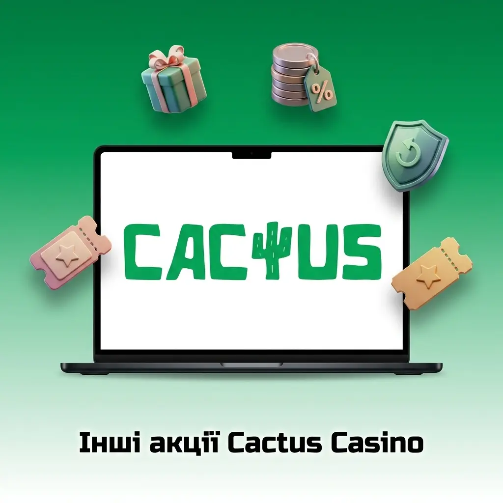 Акції Cactus Casino: вітальний пакет, кешбек, реферальна програма, слоти та спортивні бонуси
